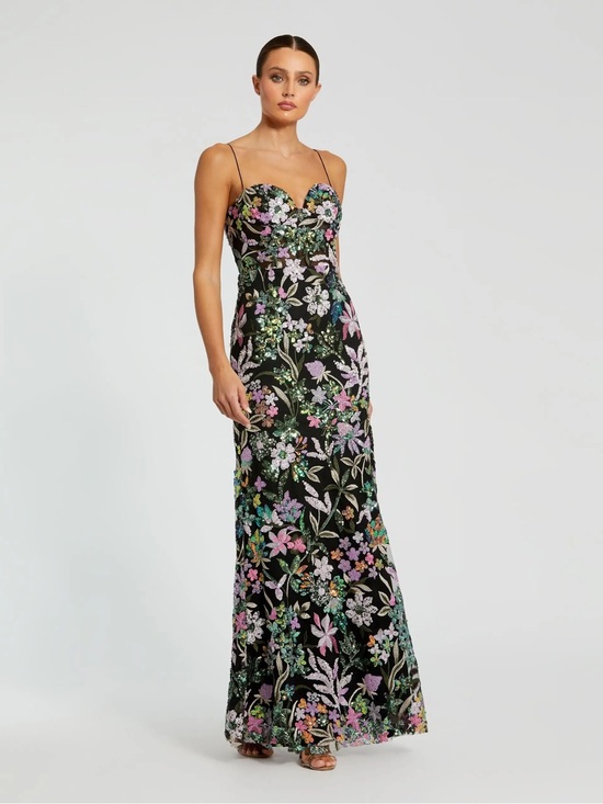 Mac Duggal Dresses & Skirts - Mac Duggal Black Multicolor Embroidered Bustier Trumpet Gown 49827 size 10 NWT